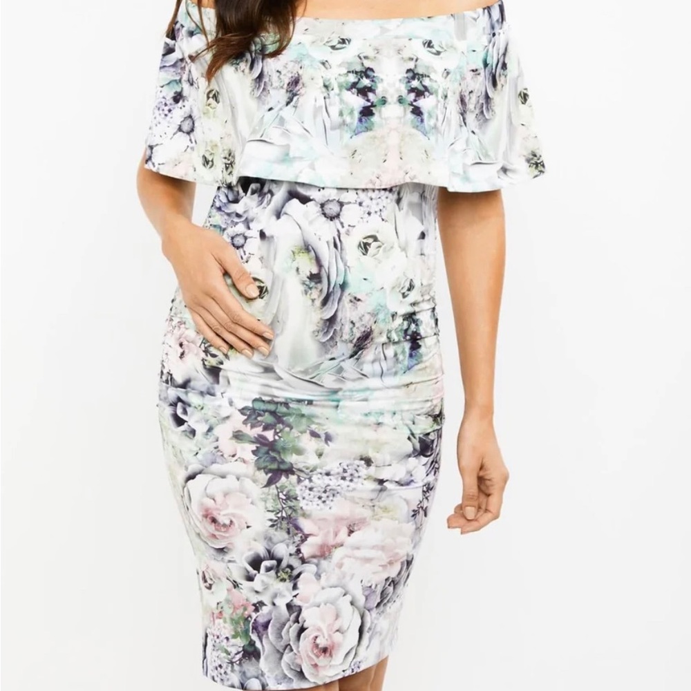 RIPE HARMONIE OFF THE SHOULDER MATERNITY DRESS XS